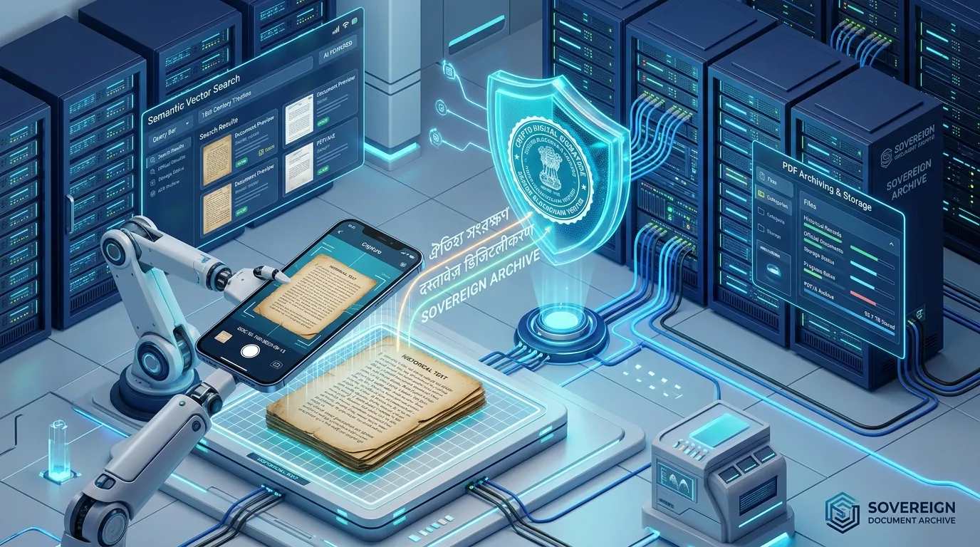 Illustration of multilingual document capture and searchable archives